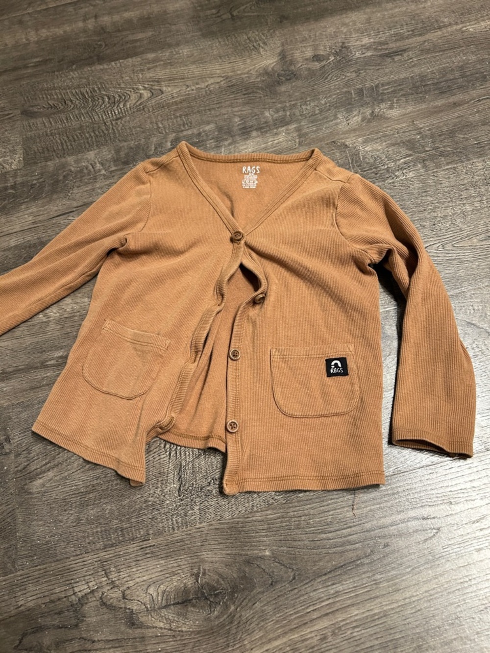 Rags Kids Tan Button-Front Knit Cardigan